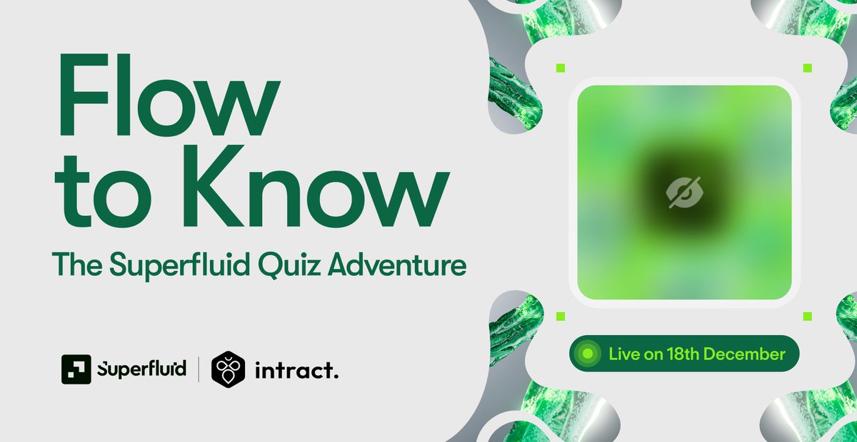 Test your Web3 wisdom in our latest campaign, Flow to Know—now live on @IntractCampaign 🧠

Answer quick questions, showcase your smarts, &amp; claim the Superfluid Sage NFT before December 31st 👀

Think you’ve got what it takes to ride the wave?

Join now 👉 link.intract.io/wyY5V4