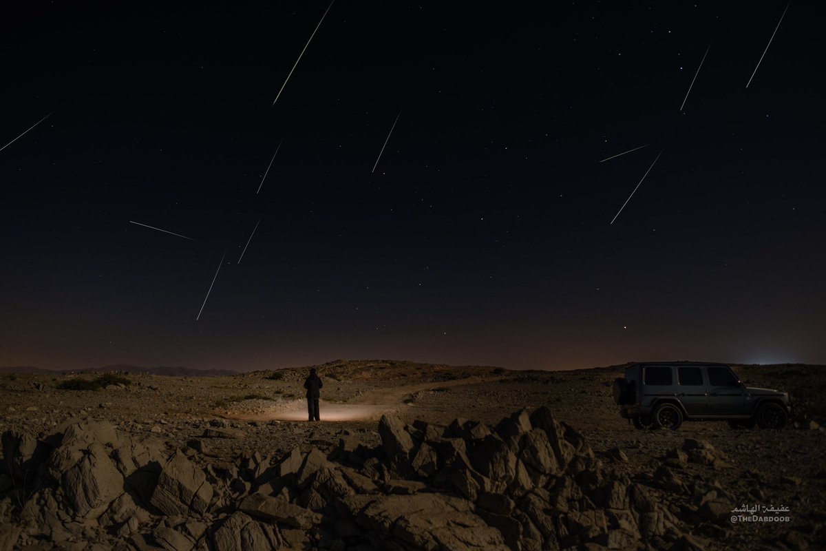 TheDabdoob's tweet photo. زخّة شهب التوأميات ✨
Geminids Meteor Shower

📍مرتفعات يتي - Yiti 
١٥ ديسمبر ٢٠٢٤

الصور نتاج ٦ ساعات تصوير (١٢ بالليل لين ٦ الصبح) 
٧٢٠ صورة .. تم رصد حوالي ٢٥ شهاب بالكاميرا

بالعين المجرّدة كان عددها أكبر بكثير
بس  الليلة كانت مُقمرة (البدر مكتمل ٩٩٪) وإضاءته صعبت رصد الشّهب https://t.co/bkHiIYijKu