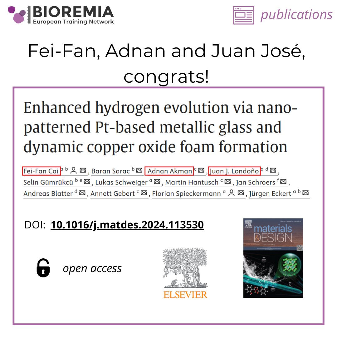 Fei-Fan (ESR 4), Adnan (ESR 9) and Juan José (ESR 13) are proud to share their latest publication with you. Congratulations! 🎉

👉doi.org/10.1016/j.matd…

<a href="/MSCActions/">Marie Skłodowska-Curie Actions</a> <a href="/REA_research/">European Research Executive Agency</a> <a href="/HorizonEU/">Horizon Europe 🇪🇺</a> #phdlife #PhD #ITN #biomaterials #bioremia