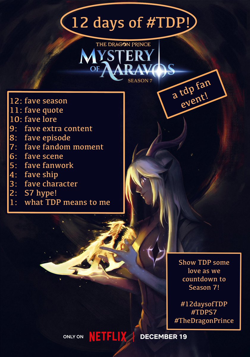 blutopaz15's tweet photo. Season 7 Tomorrow!!!!!
Show TDP cast & crew and your fandom friends some love or tell your TDP story!
What does TDP mean to you?
#tdps7 #thedragonprince #12daysoftdp #ContinueTheSaga #giveusthesaga https://t.co/2m8SCCNsdE