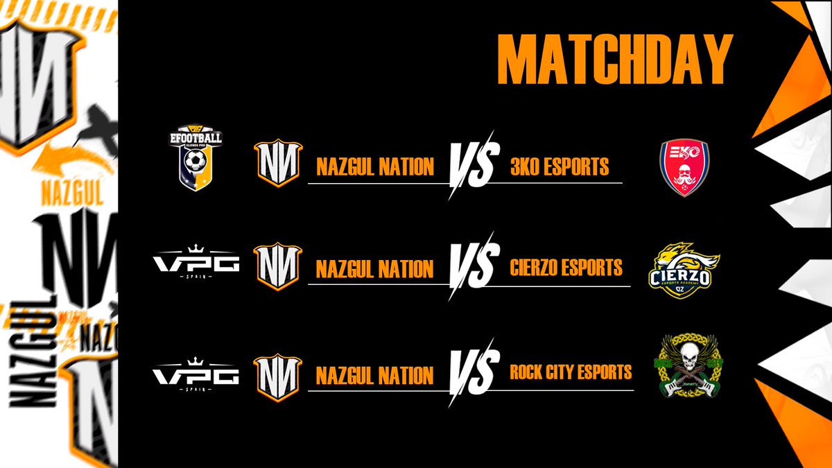🔸MATCHDAY🔸
No nos rendimos chicos, vamos!

🏆 <a href="/PLGeFootBall/">PLG España</a> 🆚 <a href="/3KO_eSports/">3KO eSports</a> 
🏆<a href="/VPG_Spain/">Virtual Pro Gaming España</a> 🆚 <a href="/CierzoEsports/">Cierzo Esports Academy</a> 
🏆<a href="/VPG_Spain/">Virtual Pro Gaming España</a> 🆚 <a href="/RockCityEsports/">Rock City eSports</a> 

#GoNN