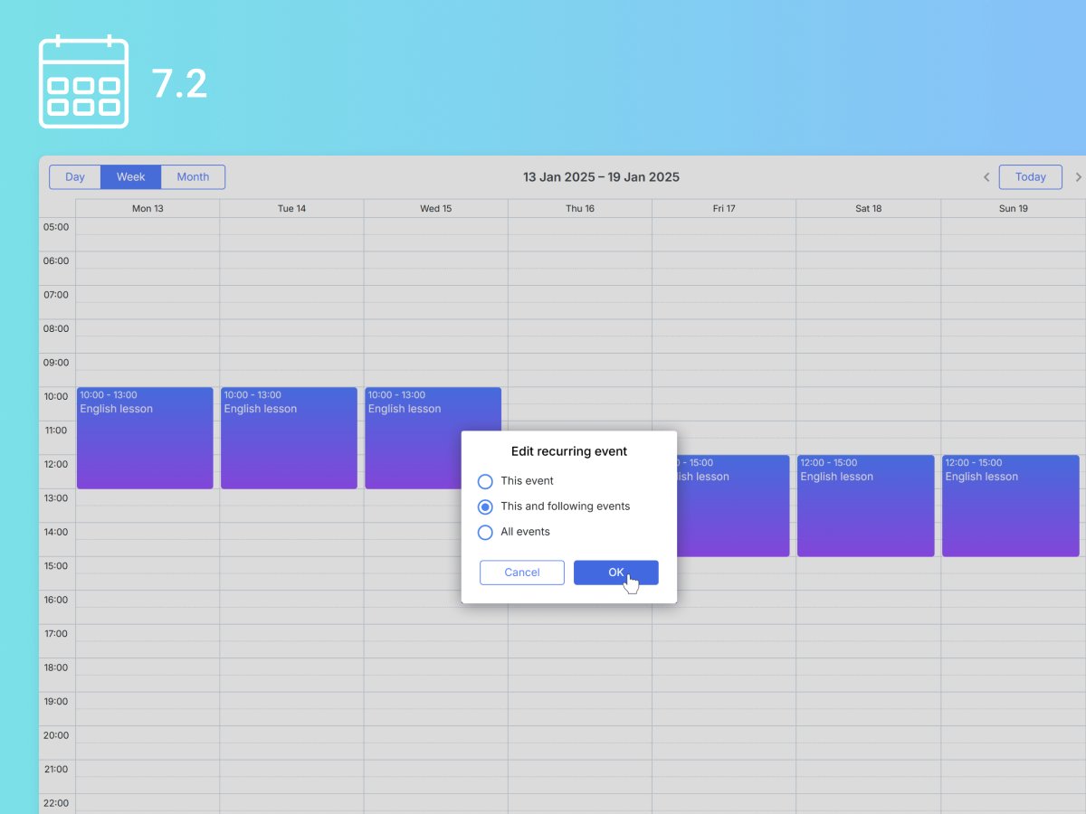 dhtmlx's tweet image. 🚀 Exciting news! DHTMLX Scheduler 7.2 is here! 🎉
We added a new editing option for recurring events and modified live updates for smoother experience.
🔗Dive in now and enjoy even greater usability: dhtmlx.com/blog/dhtmlx-sc…
#dhtmlx #scheduler #javascript #release #scheduling
