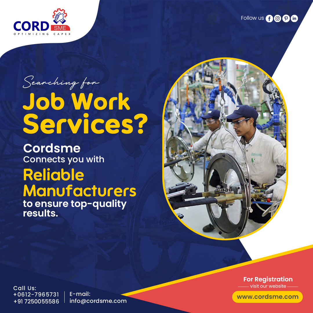 Cordsme_msme's tweet image. Need Job Work Services?
Let Cordsme connect you with trusted manufacturers for quality and reliable results.
-
📞 Call: +0612-7965731 | +91 7250055586
📧 Email: info@cordsme.com  
-
#Cordsme  #JobWork #Contractmanufacturing #Factoryleasing #ManufacturingSolutions #QualityResults