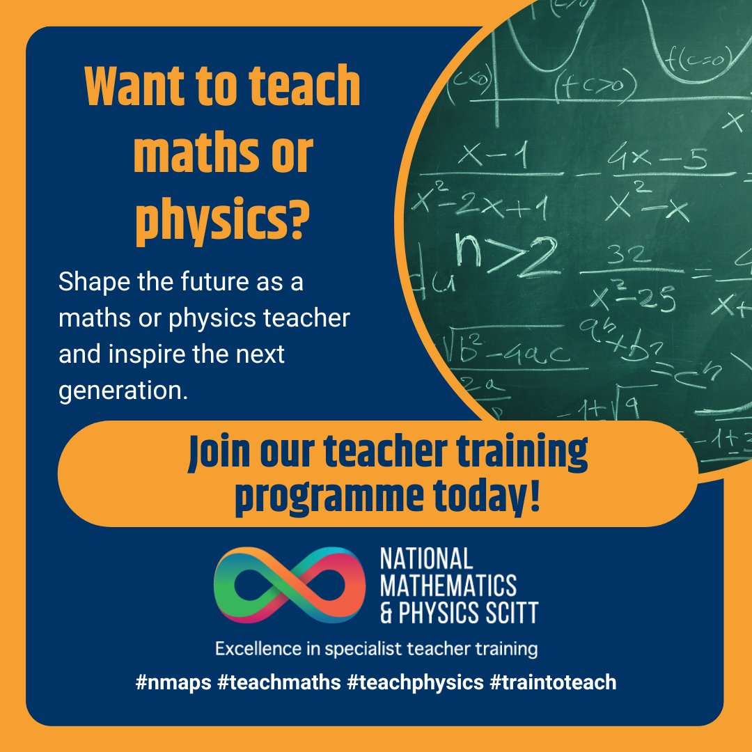 BeATeacherUK's tweet photo. New year, fresh opportunities!
Have you considered training to become a maths or physics teacher? Applications are open for our teacher training programme. Start your journey today! 👉 https://t.co/LT8PxkdPOJ
#nmaps #teachmaths #teachphysics #traintoteach #getintoteaching https://t.co/zVzWBzsoLK