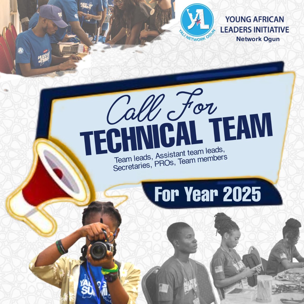 The Young Africa Leader Initiative Network Ogun is excited to announce a call for applications for our 2025 Technical Team. We are seeking passionate and dedicated individuals to fill various roles within multiple teams.