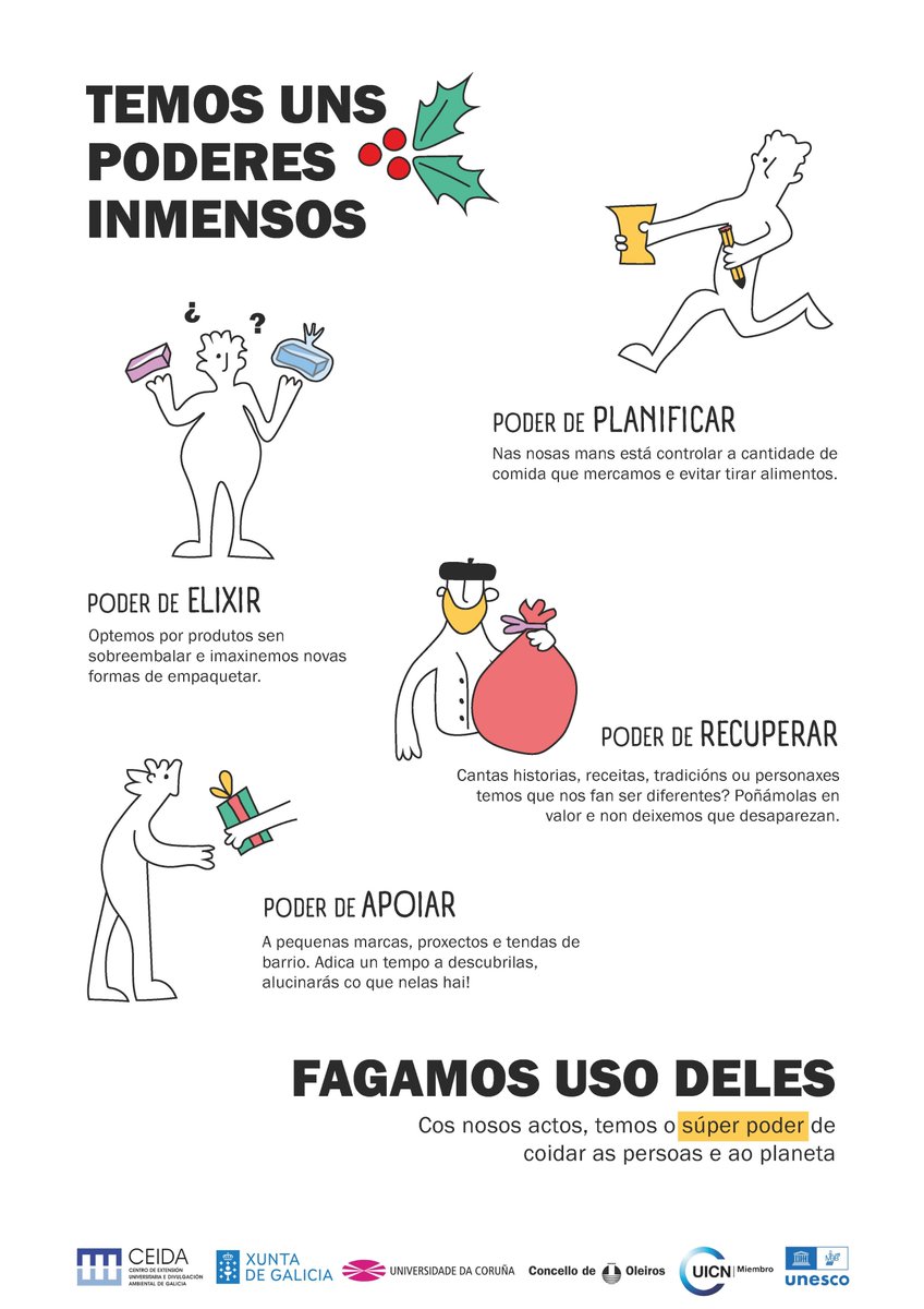 ceidagalicia's tweet photo. Sabes que temos uns poderes inmensos?
Cos nosos actos, temos o súper poder de #coidar das #persoas e do #planeta.
Algúns #consellos para facer estas datas un pouco máis sostibles ! Fagamos uso deles!!!
#nadalsostible #navidadsostenible #educacionambiental #ceida https://t.co/V6b6heFHBE