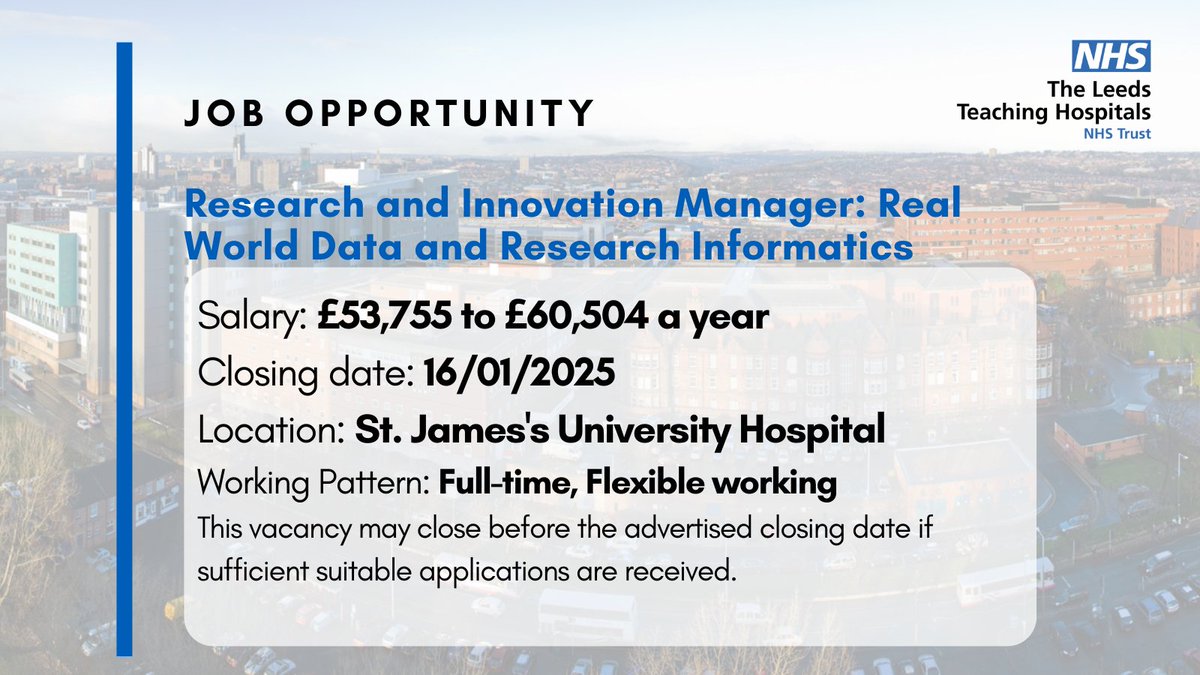 Are you
✔️ A leader?
✔️ Passionate about research?
✔️ Have #NHS experience?
✔️ Highly skilled in all things #data &amp; #informatics'?
✔️ Wanting a Band 8a role?

Closing: 16 January 2025
Please apply ➡️ beta.jobs.nhs.uk/candidate/joba…