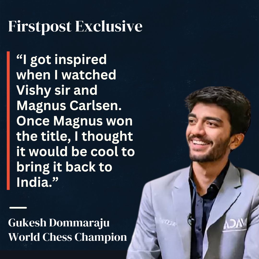 firstpost's tweet photo. #FirstpostExclusive: World Champion @DGukesh speaks exclusively to Sports Editor @RuphaRamani about what inspired him to win the world title.
Catch the full interview on Firstpost: https://t.co/cdgaw8UTQF https://t.co/jF53mMuhsM