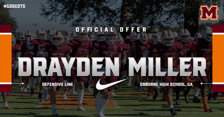 Drayden Miller (@draydenmiller1) on Twitter photo Blessed to receive a offer from maryville college <a href="/MCScotsFootball/">Maryville College Football</a> <a href="/CoachLongHill/">Albert Long-Hill M.Ed</a> <a href="/CoachDCook1/">@CoachDCook</a> <a href="/osborne_fb/">Osborne High School Football</a> <a href="/coachjokelley/">Josh O’Kelley</a> <a href="/fridaycoach/">Rich Foster</a> Blessed to receive a offer from maryville college <a href="/MCScotsFootball/">Maryville College Football</a> <a href="/CoachLongHill/">Albert Long-Hill M.Ed</a> <a href="/CoachDCook1/">@CoachDCook</a> <a href="/osborne_fb/">Osborne High School Football</a> <a href="/coachjokelley/">Josh O’Kelley</a> <a href="/fridaycoach/">Rich Foster</a>