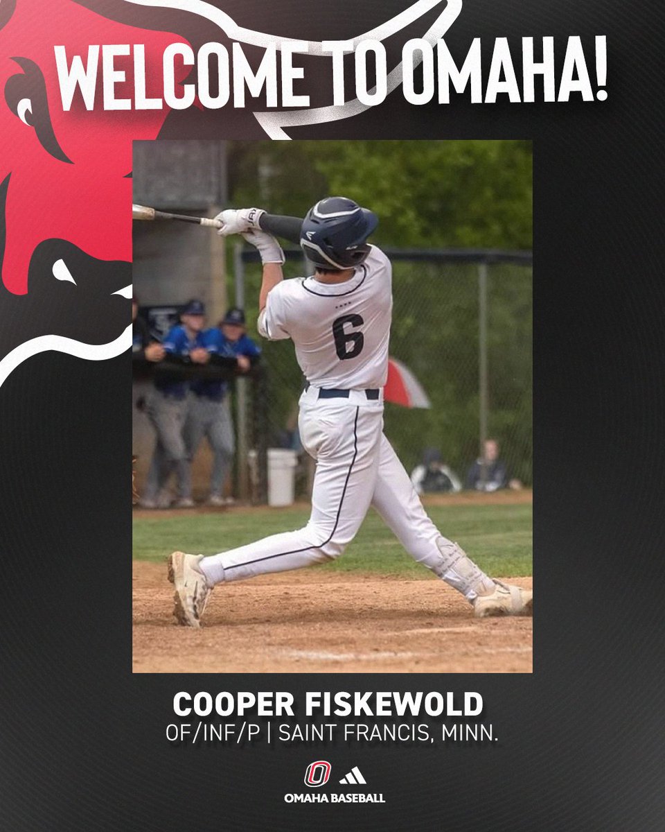 Welcome to Omaha Cooper!⚫️🔴⚾️

Today, we are thrilled to announce the arrival six promising newcomers who will join the team in 2026, starting with a OF/INF/RHP from Saint Francis, Minnesota, Cooper Fiskewold!

#OmahaBSB