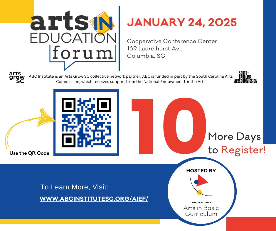 ABCInstituteSC (@abcinstitutesc) on Twitter photo ππ10 MORE DAYS!!!ππ
Have you registered yet for this year's Arts in Education Forum? Registration closes on January 10. Use this booking link: tinyurl.com/AIEF-Hotel
#ArtsInEducationForum #artseducation  for hotel reservations by Jan 2. #ArtsInEducationForum ππ10 MORE DAYS!!!ππ
Have you registered yet for this year's Arts in Education Forum? Registration closes on January 10. Use this booking link: tinyurl.com/AIEF-Hotel
#ArtsInEducationForum #artseducation  for hotel reservations by Jan 2. #ArtsInEducationForum