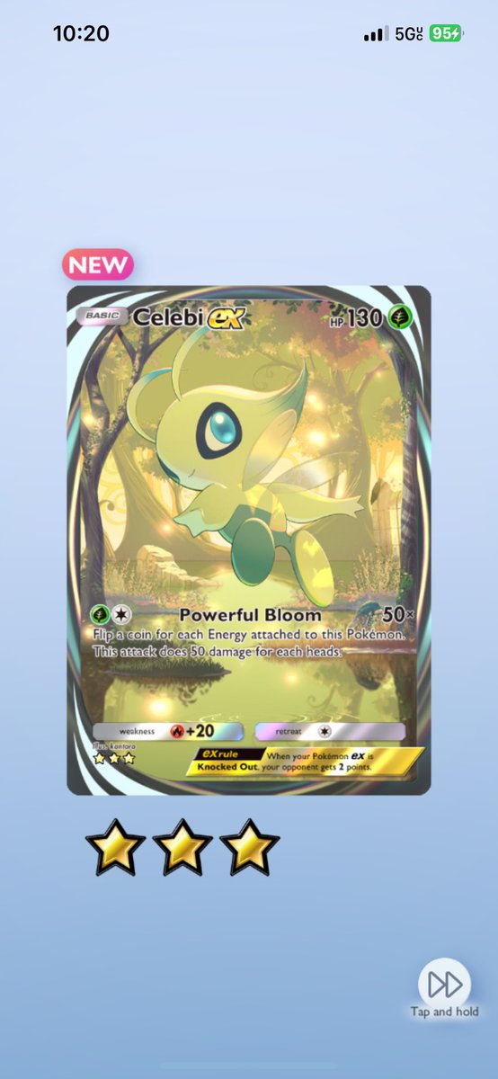 Javierjr_NJ's tweet photo. What a lucky pull my 1st Celebi EX I got let’s go ✨#PokemonTCGPocket #PokemonTCG #CelebiEX https://t.co/aqeLDZpLAh