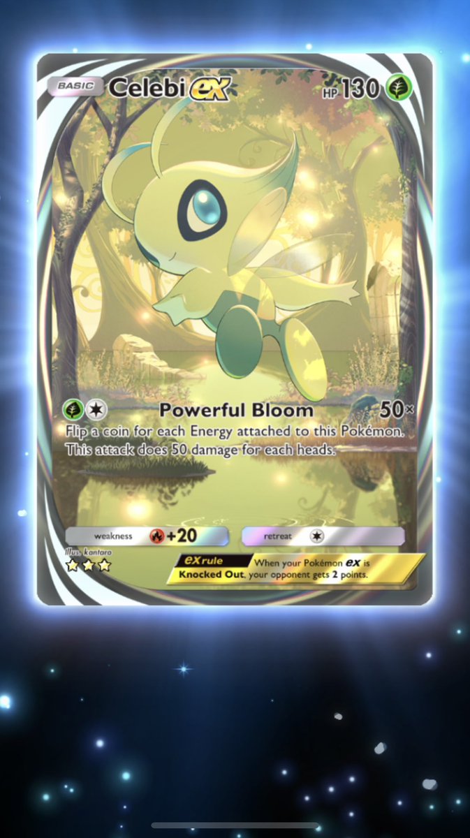 Javierjr_NJ's tweet photo. What a lucky pull my 1st Celebi EX I got let’s go ✨#PokemonTCGPocket #PokemonTCG #CelebiEX https://t.co/aqeLDZpLAh