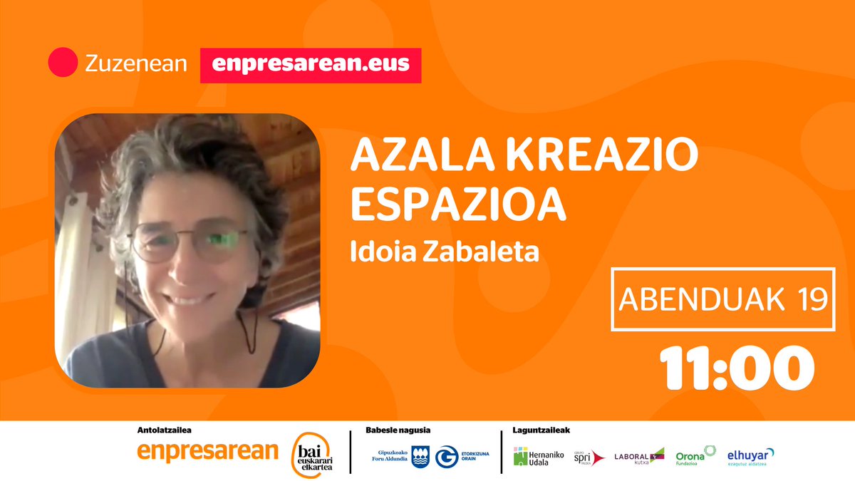 BIHAR #EnpresareanTB saioan Azala Kreazio Espazioa ezagutuko dugu <a href="/azalaespazioa/">A Z A L A</a>

🙋Idoia Zabaleta
🗓️Abenduak 19
🕚11:00

➡️ baieuskarari.eus/eu/bloga/2024/…
<a href="/BaiEuskarari/">Bai Euskarari Elkartea</a>