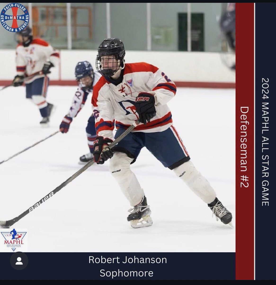 Congratulations to Sophomore Robert Johanson on being selected to represent DeMatha in the MAPHL All Star Game!
Come cheer on our Stag Selections on Thursday at 5:20 PM at the Gardens Ice House!