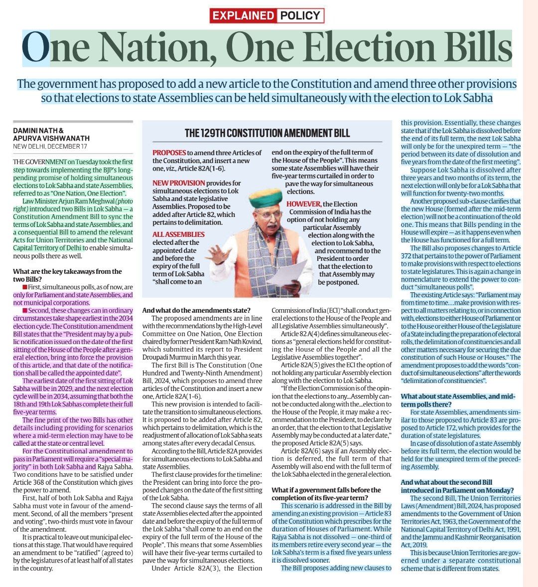_upsc_focus's tweet photo. One Nation, One Election Bills'
Details
#129thCAA #Article82
#Article368 #SpecialMajority
#OneNationOneElectionBill
#OneNationOneElection
#Constitution
#Election #LokSabha #StateAssembly
#policy
#Polity #ONOE #GS2 #PT #MAINS #interview #MAW
#UPSC https://t.co/N2uoV1TaR2