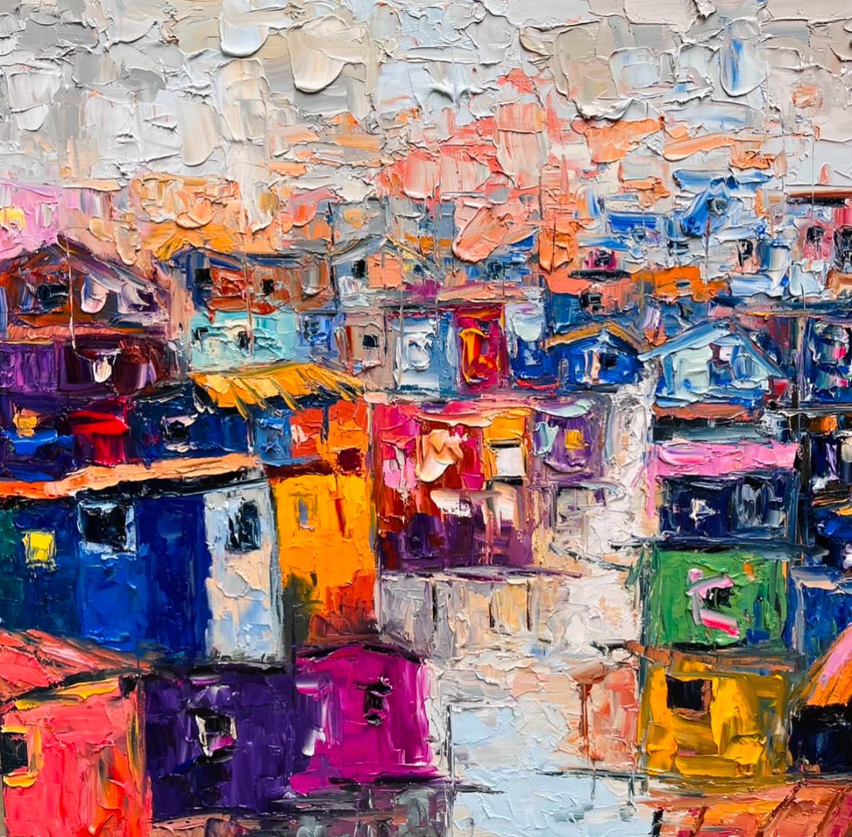 .
“Neighborhood 2” oil on canvas
By Seun Okunola
