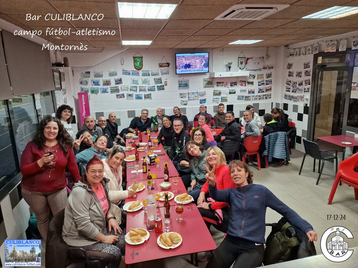 Grup per le Igualtat del <a href="/AtlMontornes/">Club Atletisme Montornès</a> en su pica pica navideño en el Bar CULIBLANCO Campo fútbol-atletismo de Montornès 17-12-24.  culiblanco-futbol.com/2019/11/bar-de… #montornesdelvalles #AtletismeMontornès