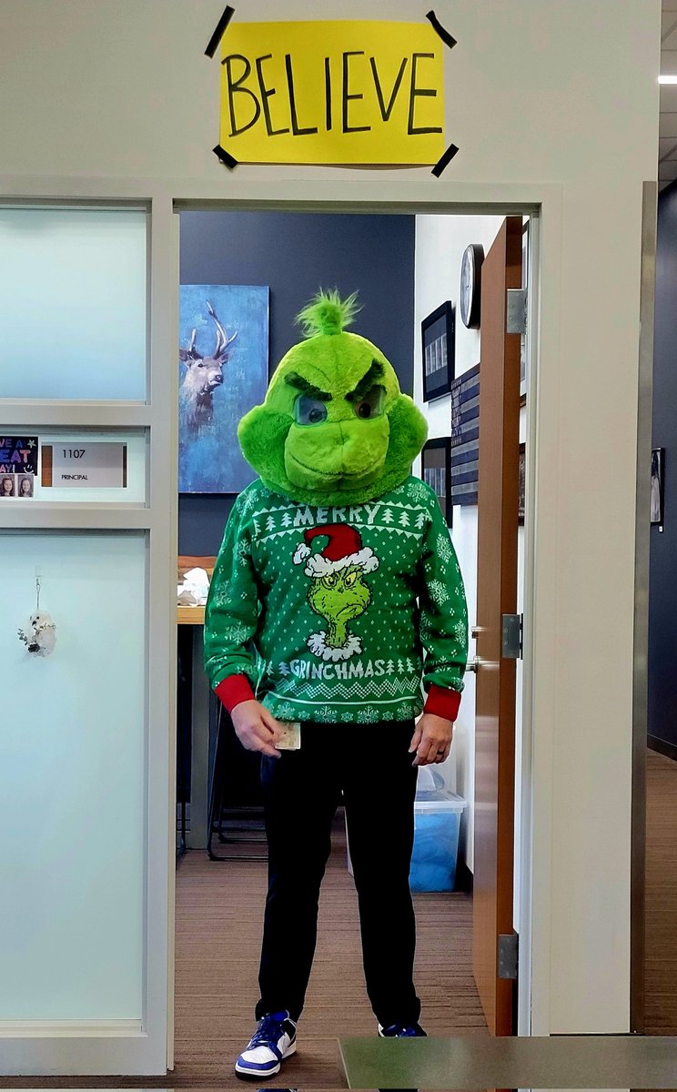 BlazeMeghan's tweet photo. Another great holiday season with this crew! 
'How the Grinch Stole Owlmas' was such a fun theme!!  Merry Everything, Olathe West! 💚❤️ #owlmas2024 https://t.co/Dl4q2gFvBQ