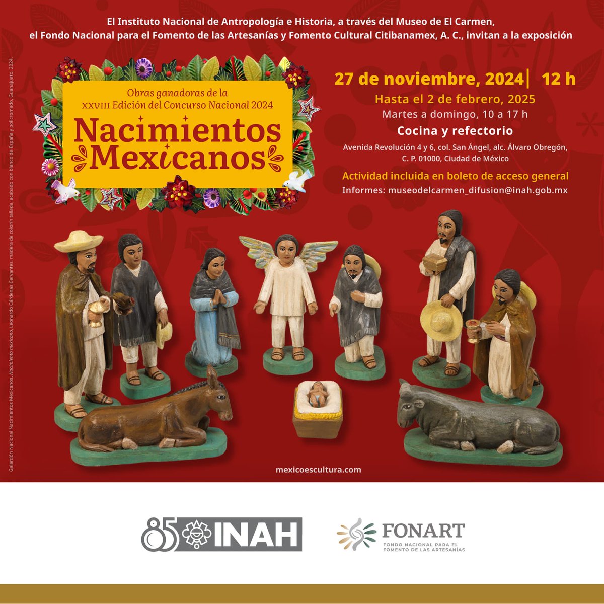 museodeelcarmen's tweet photo. La exposición "Nacimientos mexicanos" fomenta la creación artesanal de la representación tradicional del nacimiento del Niño Jesús y pone a los grandes maestros de esta labor en el centro de atención en el Museo de El Carmen.
@Fonart,  @FomentoCulturAC, @INAHmx
#MuseosINAH https://t.co/vSnhbOMm9Z
