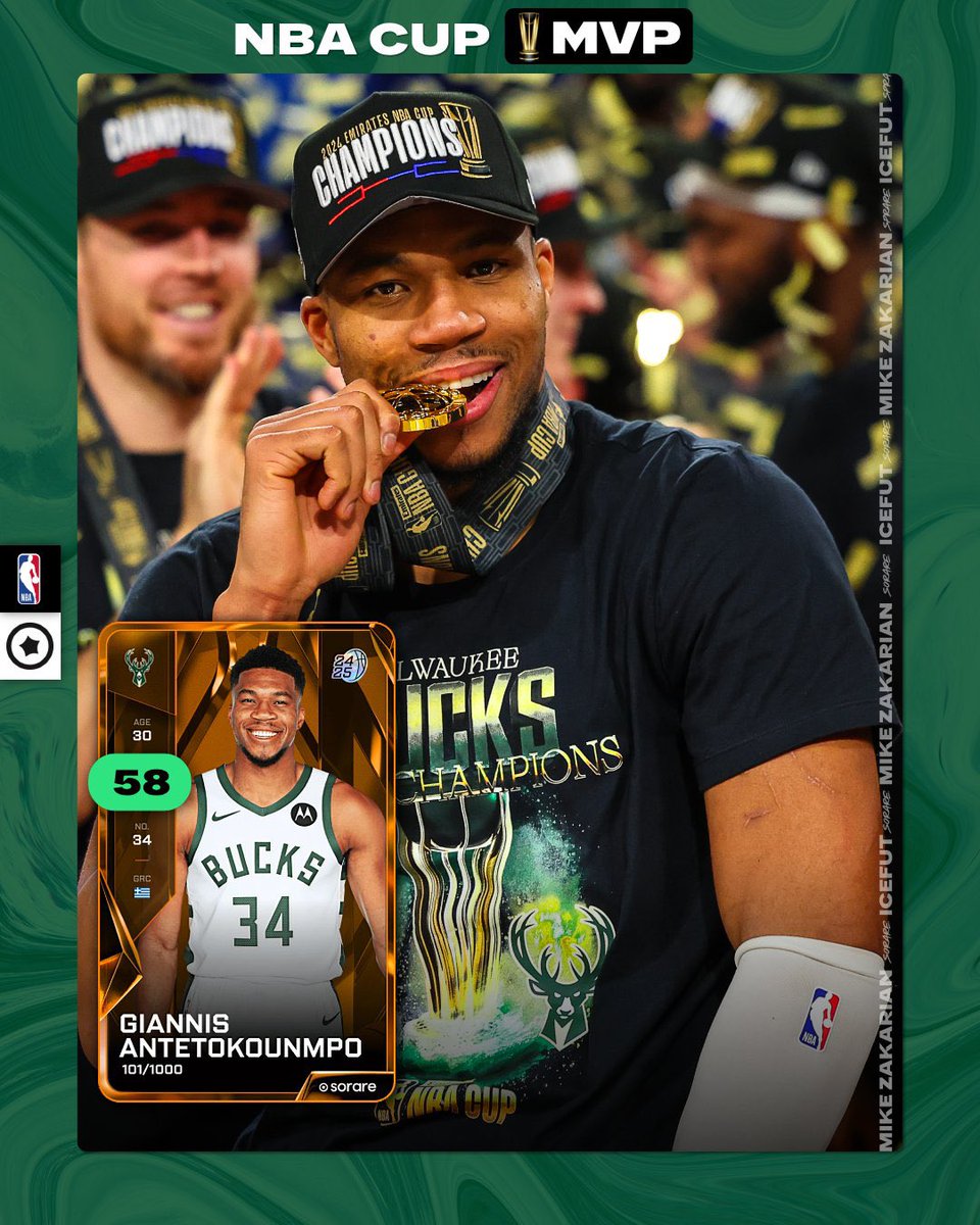 Giannis is the NBA Cup MVP and hopefully your MVP in your @SorareNBA champion lineups this week.