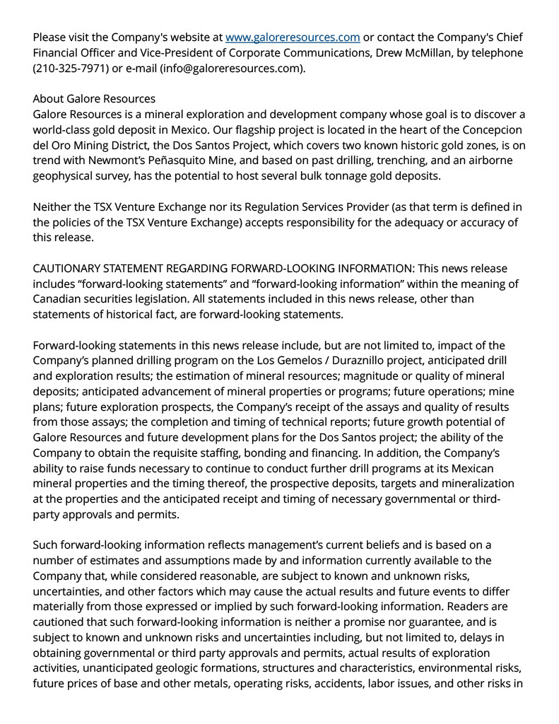 Galore Resources Inc tweet media