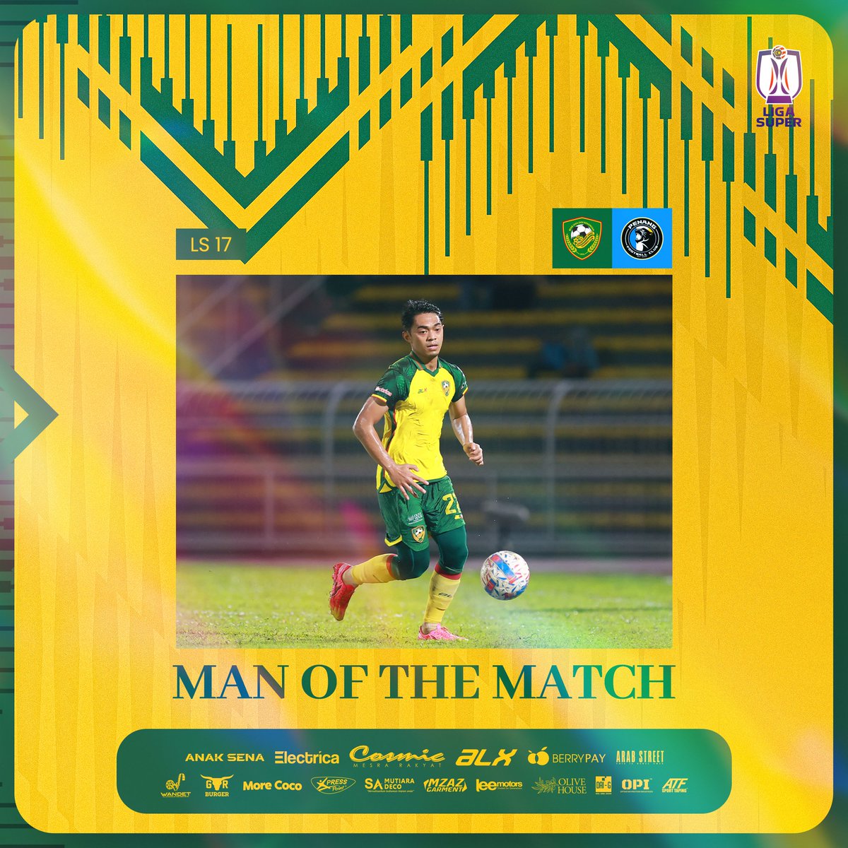 kda_fc's tweet image. 🔰 𝐌𝐀𝐍 𝐎𝐅 𝐓𝐇𝐄 𝐌𝐀𝐓𝐂𝐇 : 𝐀𝐑𝐈𝐅𝐅 𝐅𝐀𝐑𝐇𝐀𝐍 🔰

Tahniah Ariff Farhan dinobatkan sebagai pemain terbaik perlawanan menentang Penang FC.

----------

FT | KDA FC (1 - 0) PENANG FC
⚽ 10' Sukhrob Nurulloev (KDA FC)

#KDAFC #LigaSuper2425 #LS17 #KDAPEN
