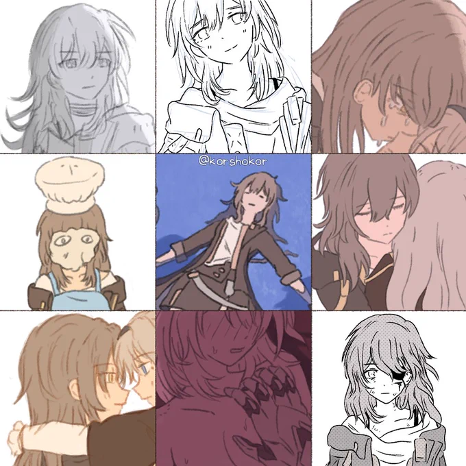 A collection of my favorite faces of stellefly that I've drawn this year 