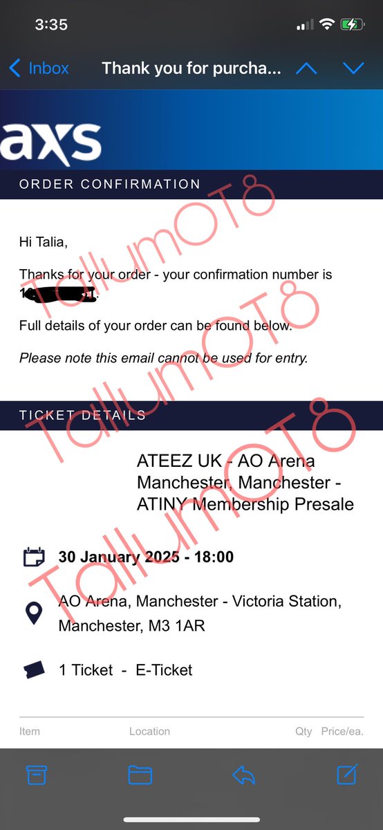 tallum0T8's tweet photo. WTS 1 Ateez in Manchester ticket for 30th of Jan. I got better seats so no longer need this one. Proof contains a ss of my other tickets. Can transfer ASAP as AXS finally sent us the tickets. Mine is up for sale but I will just remove the listing 🫶

#ATEEZManchester #ATEEZ https://t.co/YEDlWvEcdc