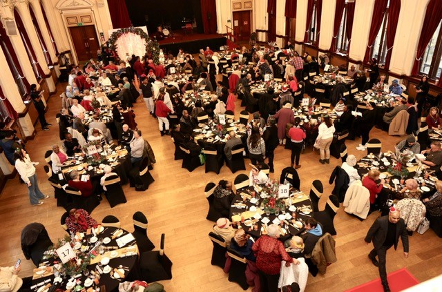 Christmas comes to Stratford! Over 300 residents and carers revelled in the festive spirit at Stratford Town Hall – tucking into a full Christmas dinner and all the trimmings! This year’s elders lunch was sponsored by Aspers, Tate &amp; Lyle, UCL and Axis Europe.