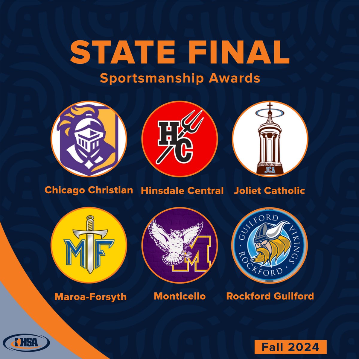 IHSAddATude's tweet image. Congratulations to the Fall 2024 recipients of the @IHSA_IL State Final Sportsmanship Awards! It’s always right to #DoWhatsRight!