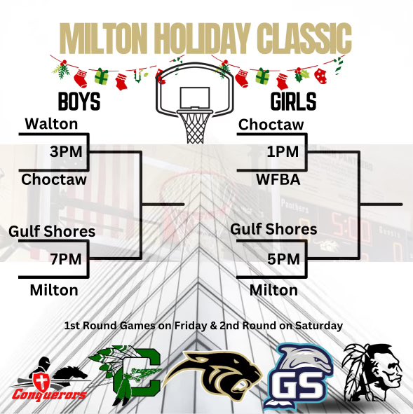 The Lady Panthers will be playing in the Milton Holiday Classic this Friday 12/20 and Saturday 12/21. Saturday times are TBA.