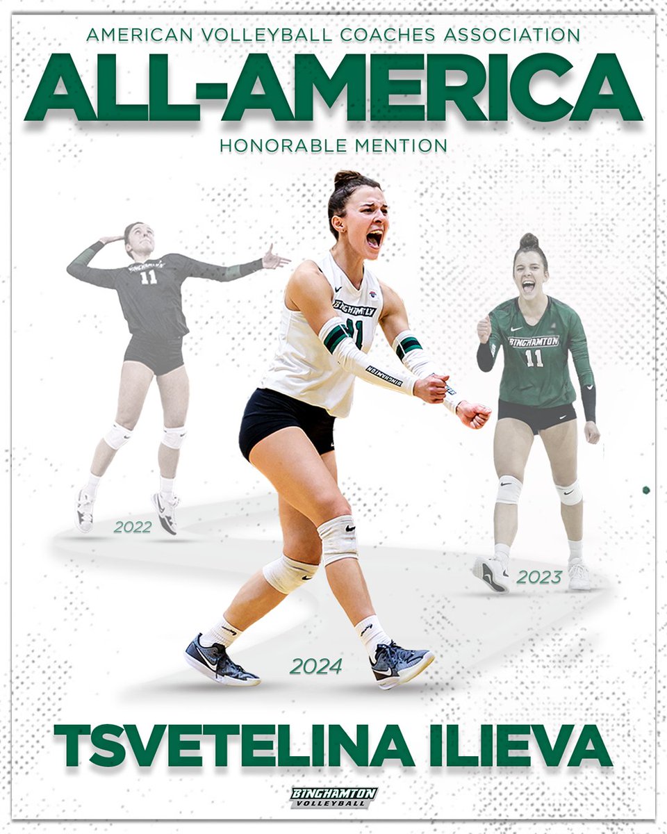 UNDENIABLE 🐐🐐🐐

<a href="/Tsvetelina_11/">Tsvetelina Ilieva</a> is a three-time <a href="/AVCAVolleyball/">AVCA</a> All-American‼️

She is the first Bearcat to be voted an three-time All-American by the organization's coaches 👀

📰tinyurl.com/2hke7538

#ONEBinghamton