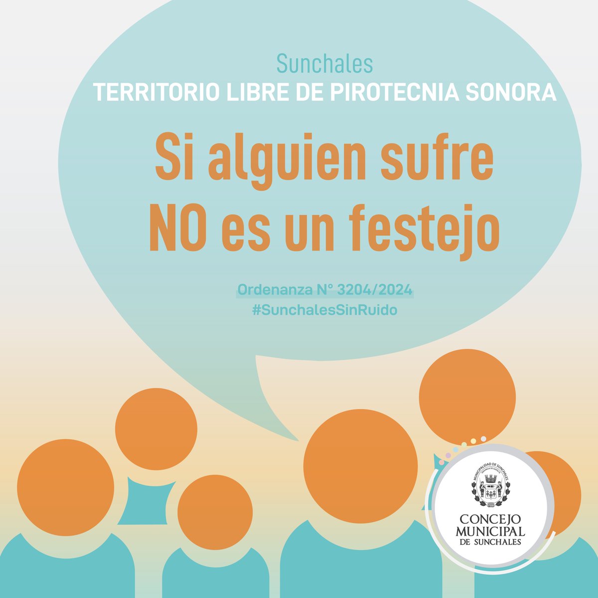 ConcejoSunch's tweet photo. Más Empatía
Menos Ruido

El 19 de septiembre el #ConcejoSunchales aprobó la Ordenanza 3204, la cual declara a #Sunchales Territorio libre de pirotecnia sonora.

🚫Se prohíbe todo elemento de pirotecnia o cohetería de tipo explosiva con efecto audible o sonoro.

#SunchalesSinRuido https://t.co/HlGLmUuibF