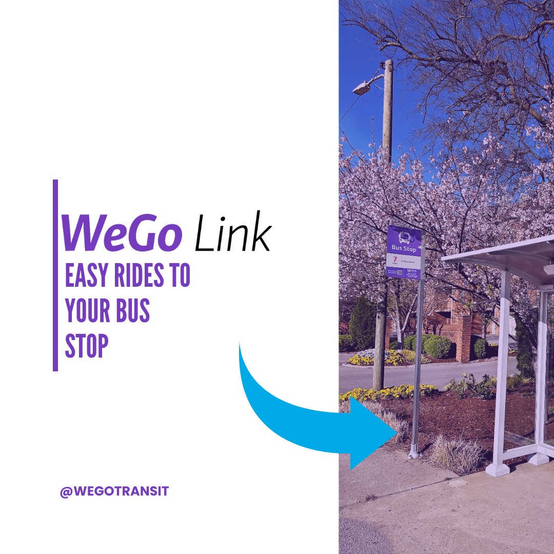 WeGoTransit's tweet photo. 🚗 Hop on with WeGo Link! Getting to your bus stop just got easier. Download your voucher, schedule your ride, and you're all set! #RollwithWeGo #TransitTogether https://t.co/N5MQuSG3Yj