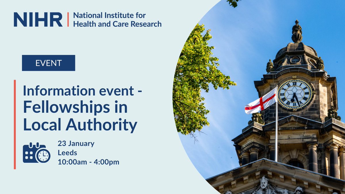 National Institute for Health and Care Research (@nihrresearch) on Twitter photo 📅 Join us for the first in a series of regional events aimed at people working in local authorities considering an NIHR Fellowship (hosted by NIHR Academy, <a href="/NIHR_RSS/">NIHR Research Support Service (RSS)</a> Specialist Centre for Public Health and Specialist Centre for Social Care).
🌟The event will provide valuable 📅 Join us for the first in a series of regional events aimed at people working in local authorities considering an NIHR Fellowship (hosted by NIHR Academy, <a href="/NIHR_RSS/">NIHR Research Support Service (RSS)</a> Specialist Centre for Public Health and Specialist Centre for Social Care).
🌟The event will provide valuable