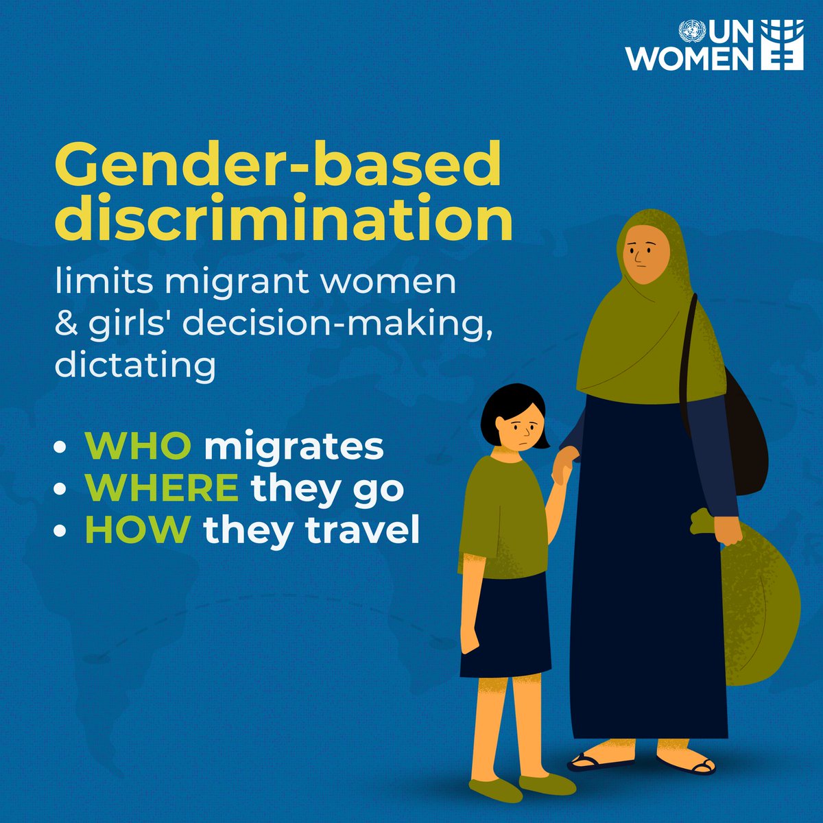 UN_Women's tweet photo. Women and girls make up roughly half of all international migrants.
Yet, safe migration remains out of reach for many.
 
This #MigrantsDay and every day, let's make #EveryStep of the migration journey empowering for all women and girls. 

🔗Our statement:  https://t.co/Qv4KumxULj https://t.co/NjtS3j3HFs