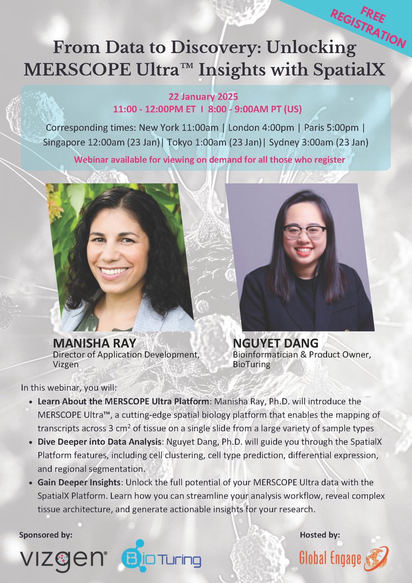 (2/2) Whether you're new to spatial genomics or tackling complex datasets, this session will walk you through the complete journey — from importing data to generating publication-ready figures. 📊🧬
 
🔗hubs.ly/Q0301LT20
 
The webinar will be available on-demand!