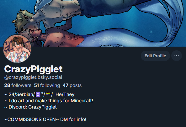 CrazyPigglet's tweet photo. Hey friends! I am not really going to be active here much except for scrolling, but if you want fresh art here aredifferent socials you can catch me at! https://t.co/39GFwIWhV7
