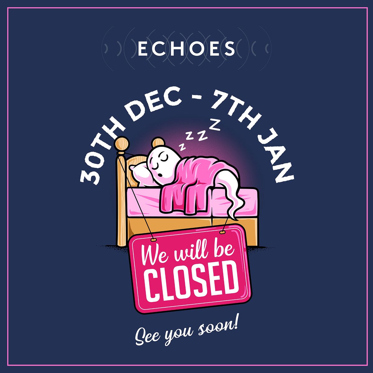 🚨BAR DATES FOR JAN 🚨⁣
⁣
Echoes will be closed for the first weekend of 2025, giving our staff a well earned rest. You’ll still be able to order from our @phantombrewco webshop in the meantime!