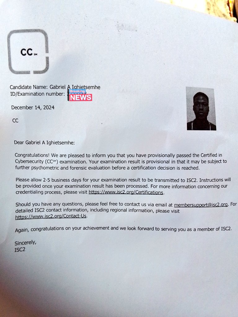 Phil_Gabriel1's tweet photo. Frame 1: Passed my ISC2 CC Exam
Frame 2: Completed Junior Cyber Security Analyst Career Path offered by @CiscoNetAcad  

Though it has been a tough ride ever since I started my Cybersecurity Career late last year (2023)

I believe in a promising future. 
@ireteeh 
@Cyblackorg https://t.co/LgCRqczxBs
