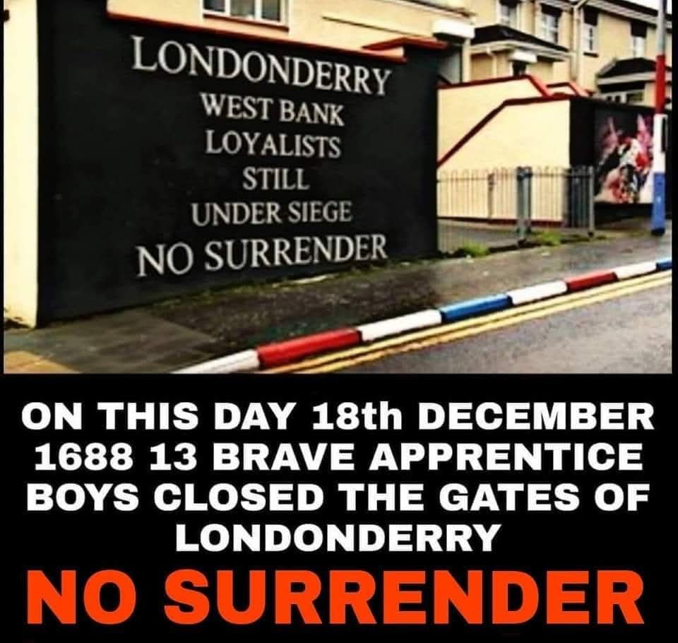 ldl1690's tweet photo. Londonderry West Bank loyalists still under siege, no surrender
#WestBankLoyal #NoSurrender #SixteenEightyEight #ApprenticeBoys https://t.co/BGWUrJYZBz