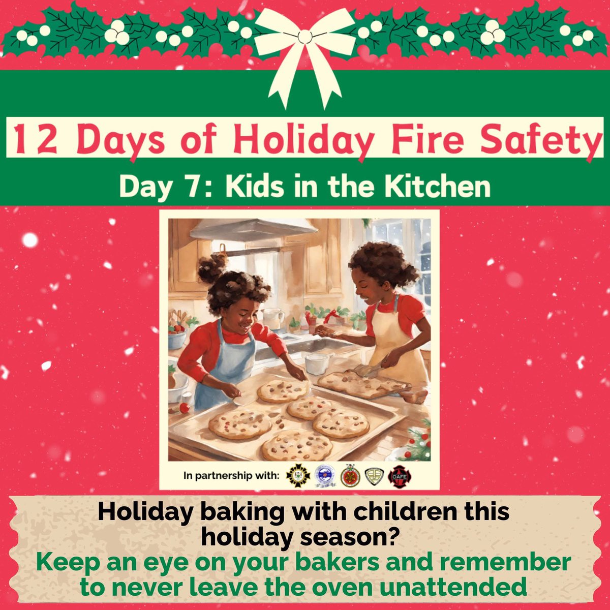 Holiday baking with kids? Safety first, cookies second!👩‍🍳 

Baking Safety Tips:
🍪 Keep a close eye on your little bakers.
🍪 Never leave the oven unattended while in use.

Make your holidays cheerful and safe—test your smoke alarms year-round!