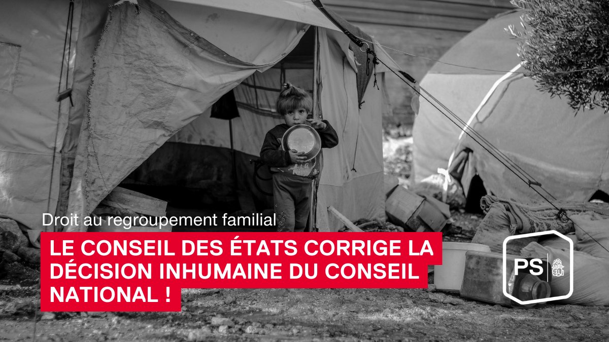 PSSuisse's tweet image. Rarement le cri de la population n'a été aussi fort : près de 140 000 personnes se sont mobilisées pour que les réfugié-es de guerre conservent leur droit au regroupement familial. Aujourd'hui, le Conseil des États a rejeté la motion de l'UDC !
👉 sp-ps.ch/fr/artikel/dro…