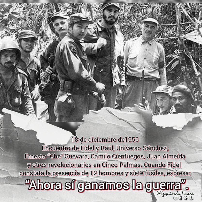 12 hombres y siete fusiles 
¡AHORA SÍ GANAMOS LA GUERRA! #FidelPorSiempre #Cabaiguán #SanctiSpíritusEnMarcha <a href="/DiazCanelB/">Miguel Díaz-Canel Bermúdez</a> <a href="/DrRobertoMOjeda/">Dr. Roberto Morales Ojeda</a> <a href="/DeivyPrezMartn1/">Deivy Pérez Martín</a> <a href="/AlexisLorente74/">Alexis Lorente Jiménez</a> <a href="/LaritzaConcepc4/">Laritza Concepción del Toro</a> <a href="/MEspirituana/">@MariposaEspirituana</a> <a href="/SanctiSpiritus1/">Gobierno Provincial #SanctiSpíritus</a> <a href="/PartidoPCC/">Partido Comunista de Cuba</a> <a href="/PresidenciaCuba/">Presidencia Cuba 🇨🇺</a> <a href="/GobiernoCuba/">Gobierno Cuba 🇨🇺</a> <a href="/AsambleaCuba/">Asamblea Nacional Cuba</a>