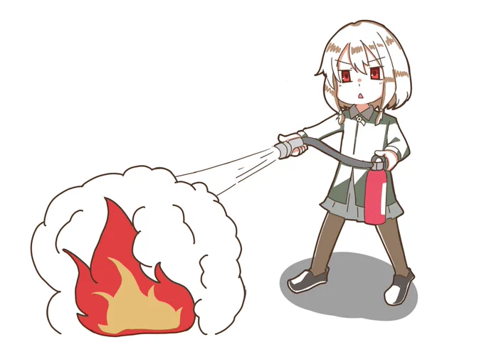 これまでのまとめ。看護師のアリビナ…アリビナース。スーツ姿のエノス…エノスーツ。火を消すスネジンカ…スネ鎮火。ヘルメットを被るフェリセット…フェリメット。 