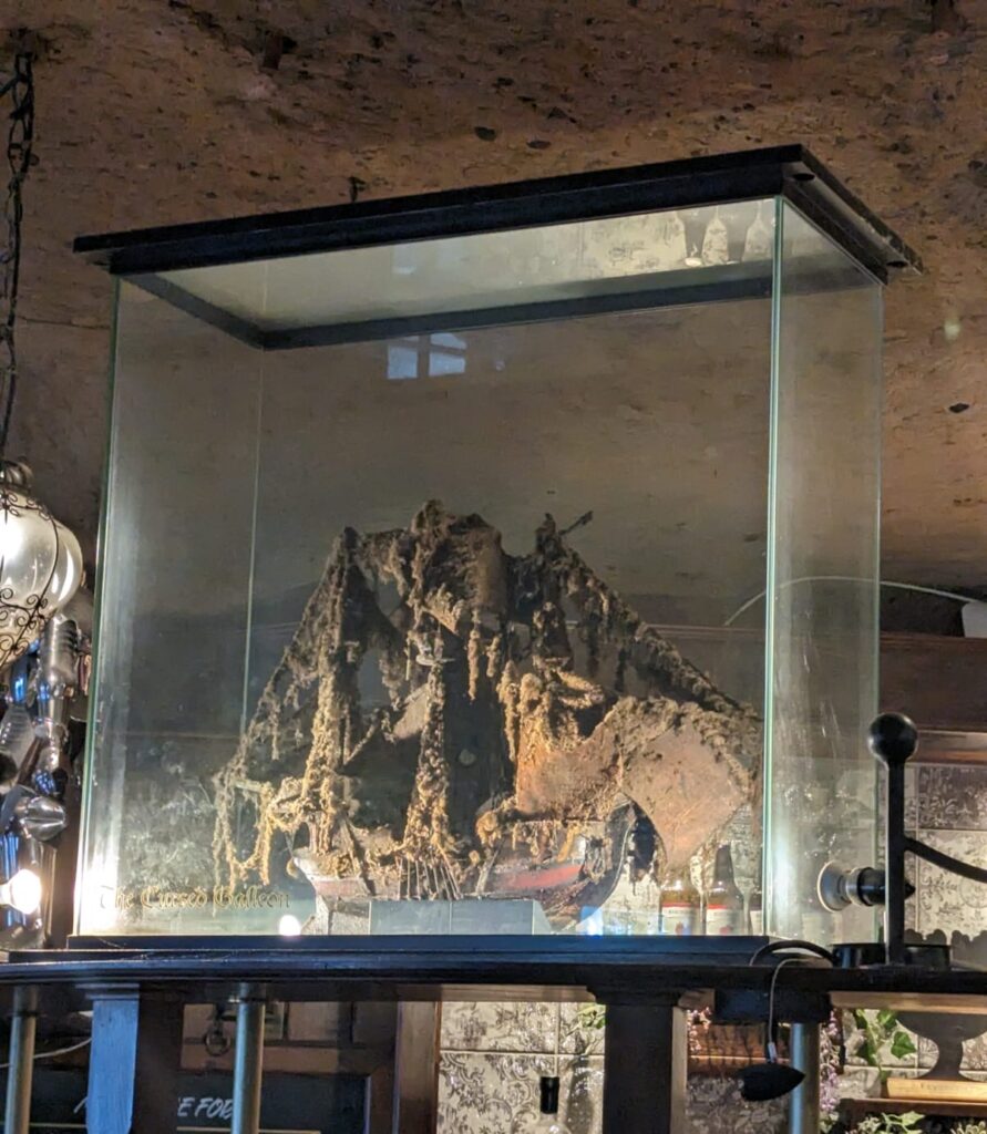 In the Rock Lounge of Nottingham's Ye Olde Trip to Jerusalem is a model galleon hanging from the ceiling, covered by what looks like 50 years of dust &amp; cobwebs. No-one will clean the galleon because of a curse that has taken the lives of the last 3 people to try...
#WyrdWednesday