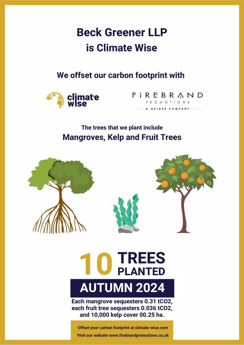 BeckGreener's tweet image. As part of our #CSR strategy &amp;amp; commitment to the #environment this year @BeckGreener, in partnership with Climate Wise, has planted 10 #trees. Each mangrove tree sequesters 0.31 tCO2, each fruit tree sequesters 0.036 tCO2, and 10,000 kelp cover 00.25 ha.