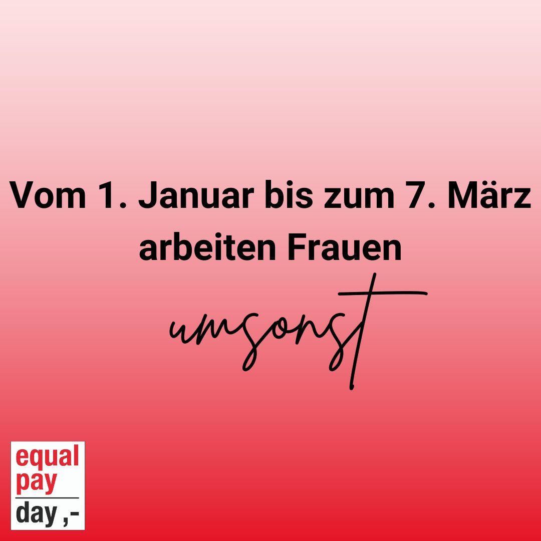 Am 7. März 2025 ist Equal Pay Day! Der Tag markiert symbolisch den Gender Pay Gap, der in Deutschland zum vierten Jahr in Folge 18 % beträgt. Wir sagen: Weil es sich lohnt - Entgelttransparenz jetzt! Wir freuen uns auf eine starke Kampagne!✊

#EqualPay #EqualPayDay #EPD25