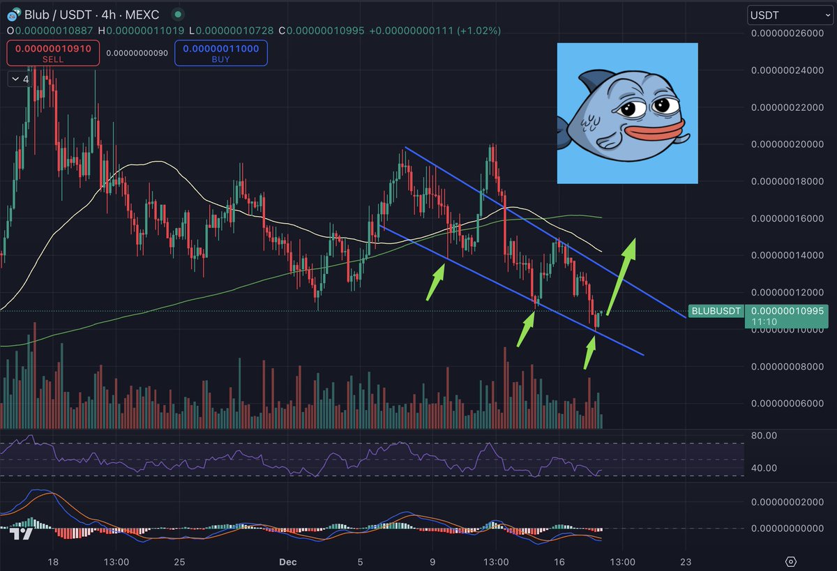 $BLUB in a falling wedge here... a matter of time when we'll see a breakout 🚀 👀
